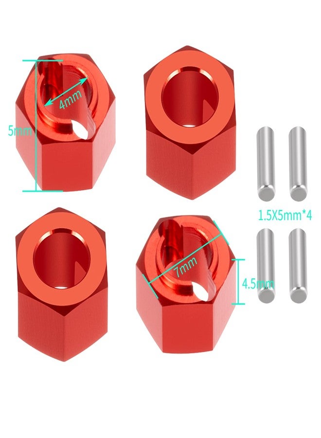 MORFUM 4PCS Aluminum 7mm Wheel Hex Hub Extenders Adaptor Combiner Coupler with Pin for LO-SI 1/16 Mini-B 1/18 Mini-T 2.0 RC Crawler Car Upgrade Parts (Red) - Image 2